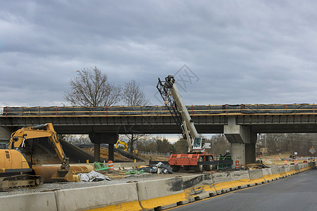 美国现代道路立交改造桥修复大型道路施工现场图片