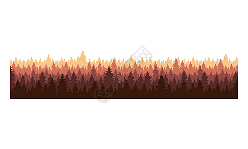 秋季森林线半平板彩色矢量物体图片