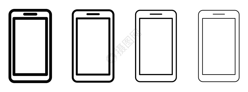 电话图标 线性智能手机图标 矢量移动电话图标插图服务网络互联网触摸屏工具黑色展示细胞技术图片