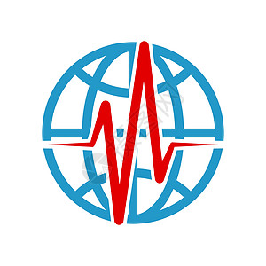 地球行星图标 有心脏跳动 抽象医学图标 Logo设计图片