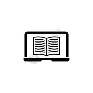 带有纸质教育书籍的学校笔记本设备 平面矢量图标说明 白色背景上的简单黑色符号 用于 web 和移动 UI 元素的笔记本和教育书籍图片