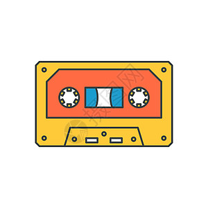古老的磁带磁带磁带 多彩色彩的流行音乐艺术格调风格矢量卡通插图图片