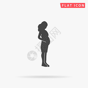 孕妇平板矢量图标 手画样式设计插图;图片