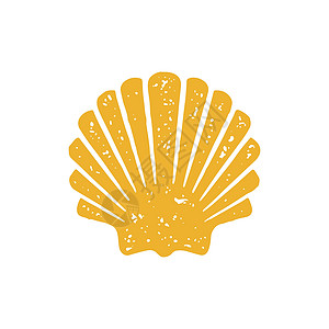 带有水下软体动物 黄色粗金刚石纹理矢量的罗马装饰性封闭密封贝壳图片