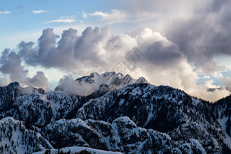 山脉覆盖的雪和云层环空中风景景观图高山太阳生态场景树木天空公园爬坡林线环境图片