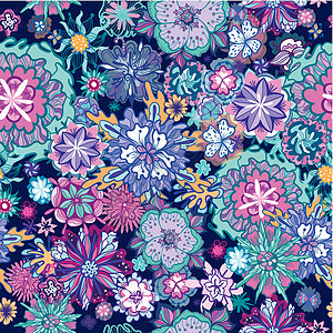 夏季面条花样打印艺术涂鸦墙纸纺织品装饰品插图织物花瓣包装图片