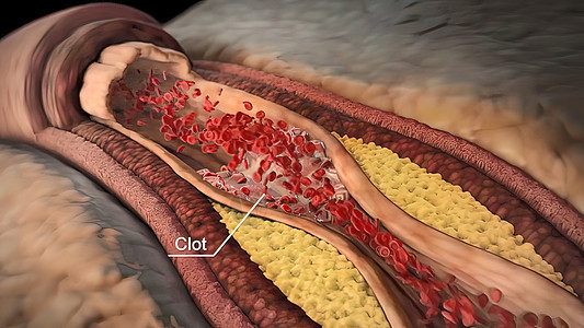 显微摄影显示含有胆固醇的凝固性醇斑块红细胞血小板损害生理插图血流细胞生物解剖学药品背景图片