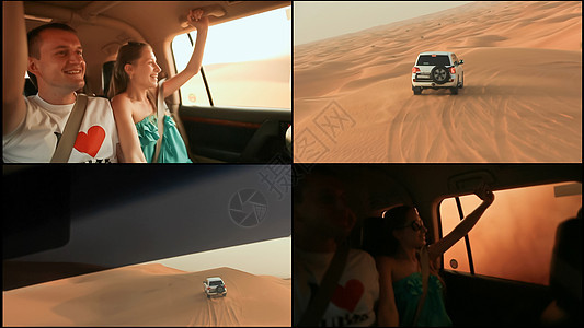 沙野车冲穿阿拉伯沙丘图片