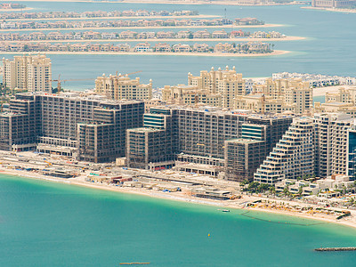对岛的住宅建筑进行观察是迪拜酋长国的一个人工群岛旅游地标海滩旅行奢华金融酒店城市项目假期图片