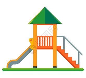 儿童在房子附近的操场上玩耍 为儿童木制滑板游乐园梯子快乐孩子们时间卡通片闲暇喜悦乐趣艺术图片
