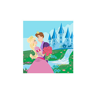 公主和王子在花园接吻图片