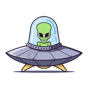 白色背景的绿色外星人UFO图片