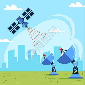 接收来自卫星的信号 从空间的数据传输 (掌声)图片