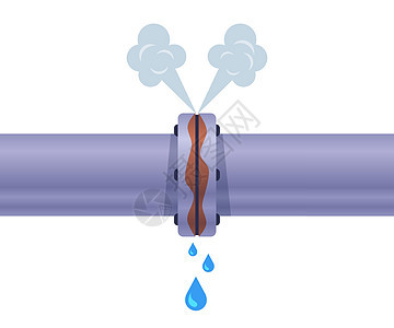 生锈的管道漏水和释放蒸汽图片