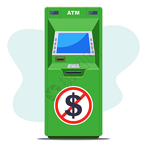 没有现金的绿色自动取款机 自动取款机缺钱图片