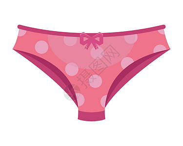 晒内裤粉红女人短裤 有波卡点和弓插画