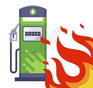 加油站旁边的大火 途经加油站旁的音情石油消防风险篝火警报插图软管柴油机力量工具图片