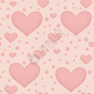 带有粉红色粉红粉笔或线条无缝的可爱风格图案纹理效果的红心和红点马赛克横幅装饰打印粉色热情蜡笔圆圈海报背景图片