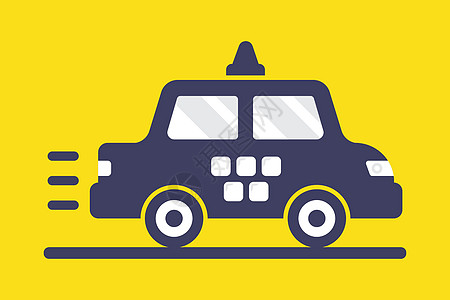 黄色背景的计程车图标 快速客运路线旅行车辆街道送货交通速度插图正方形驾驶图片