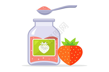 草莓果酱在玻璃罐子里 婴儿食物图片
