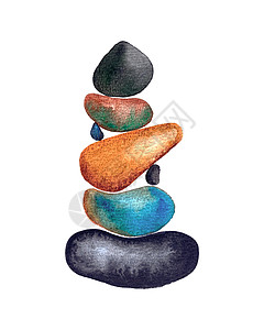 石块平衡概念 水彩色追踪 最低形式 矢量摘要说明图片