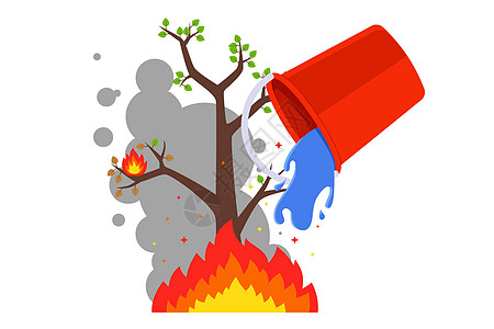 用一桶水扑灭大火 夏天的森林火灾图片