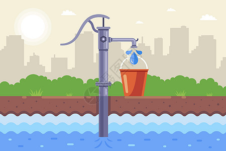 水泵水将水注入桶中 收集饮用水龙头农村流动水龙头管道钻孔农田花园场地压力图片