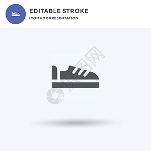 运动鞋图标矢量 填充平面符号 在白色上隔离的实心象形文字 徽标插图 用于演示文稿的运动鞋图标图片