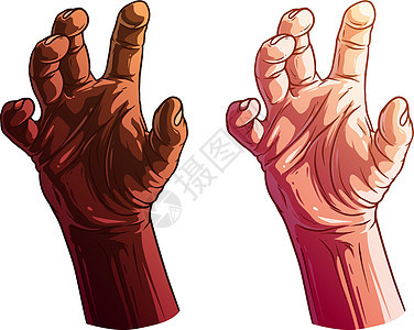 白色和黑白卡通人类双手矢量插图手指草图食指皱纹展示艺术男人手臂手势图片