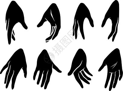 人类双手矢量图标集的卡通光影图拇指女士男人艺术身体白色插图卡通片绘画手指图片