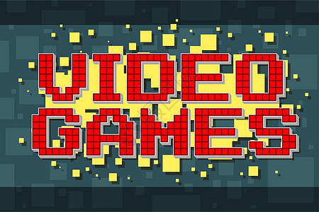 用于视频游戏的红色像素反向文本按钮电子游戏行动立方体娱乐乐趣拱廊导航绘画电子电脑图片
