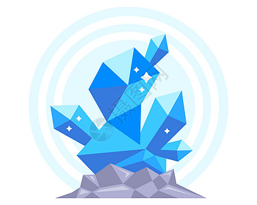 蓝晶晶体几何形状 地上珍贵的金刚石魔法宝石发掘几何学成功钻石资产矿石蓝色辉光图片