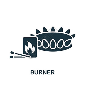 燃烧器图标 用于模板 网络设计和信息图的单色简单烹饪图标插图温度滚刀用具炊具气体蓝色代谢陶瓷餐具图片