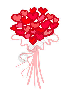花形的一根棍子上的红心 面条风格在孤立的背景中简单明亮玫瑰白色卡通片乐趣设计装饰品艺术涂鸦创造力红色图片