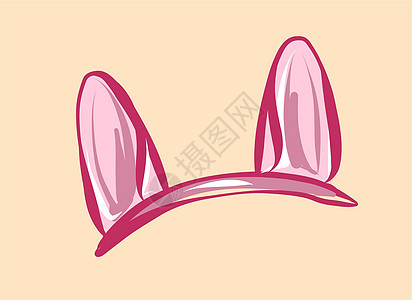 毛发是粉色的 用来给脸部画像做专题装饰 帽子 珠宝 头部绷带 矢量图片