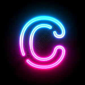 蓝色粉红色荧光线管字体字母 C3D图片