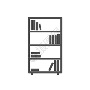 白色背景上孤立的bookcase家具图标 用于网络 移动应用程序 ui 设计和打印等图片