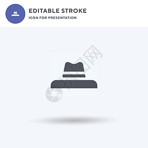Fedora 帽子图标矢量 填充平面符号 在白色上隔离的实心象形文字 徽标插图 用于演示的 Fedora 帽子图标投球收藏毡帽裙图片