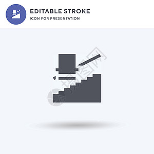 楼梯图标矢量 填充平面符号 在白色上隔离的实心象形文字 徽标插图 用于演示文稿的楼梯图标图片