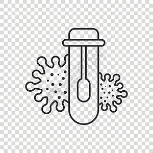 Corona病毒测试图标 以平板风格 孤立背景的可视19矢量插图 医学诊断符号业务概念医疗抗生素患者暴发治愈抗体疾病感染医院疫苗图片