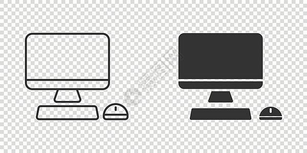 平面样式的个人电脑 桌面 pc 矢量图在孤立的背景上 监控显示标志的经营理念办公室老鼠监视器网络互联网键盘网站笔记本电子屏幕图片