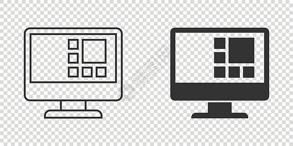 平面样式的个人电脑 桌面 pc 矢量图在孤立的背景上 监控显示标志的经营理念监视器屏幕办公室展示插图空白网站互联网网络笔记本图片