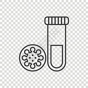 Corona病毒测试图标 以平板风格 孤立背景的可视19矢量插图 医学诊断符号业务概念疫苗科学感染恢复期患者试验暴发物质医疗疾病图片