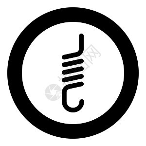 圆环黑色颜色矢量插图图像固色轮廓样式的汽车悬浮图标 带有钩子张力扩展线状螺旋离合器的弹簧图片