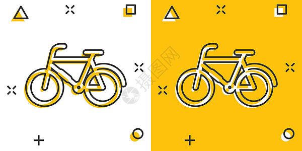 使用漫画风格的双周期图标 自行车在白色孤立背景上练习卡通矢量插图 适合性运动喷洒效果代表商业概念速度齿轮卡通片踏板冒险车轮运输活图片