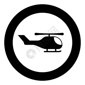 空中图标中的直升机斩波器圆形黑色矢量插图图像实心轮廓样式图片