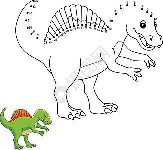 点对点脊椎龙恐龙色图片
