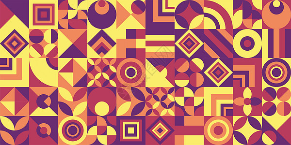 五颜六色的新几何海报 具有颜色几何形状的网格 现代抽象宣传传单背景矢量插图集 几何模板海报 小册子新模式流行音乐圆圈网络几何学正图片