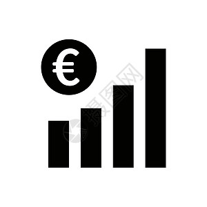 欧元和条形图光影图标 欧元涨价 矢量图片