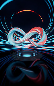 Mobius带 有旋转线 效果背景 3D分析坡度腰带渲染小径速度几何学显示器漩涡圆形曲线图片